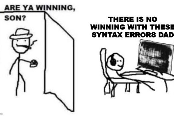 A meme of a son working on computer and his dad asking him if he is winning or not.